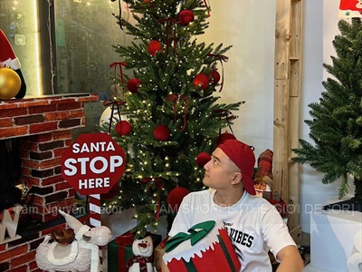 Ngôi sao gỗ 16 cạnh treo đỉnh cây thông Noel - ĐK 30cm PKT-X-07